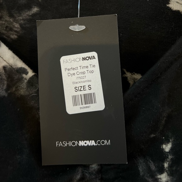Fashion Nova -  Tie Dye Crop Top in Black/Combo - Picture 6 of 6